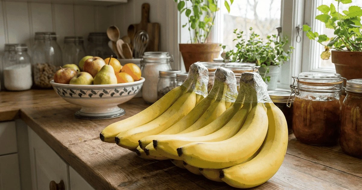 Owiń ogonki bananów folią spożywczą. Ten prosty trik zapobiega marnowaniu owoców